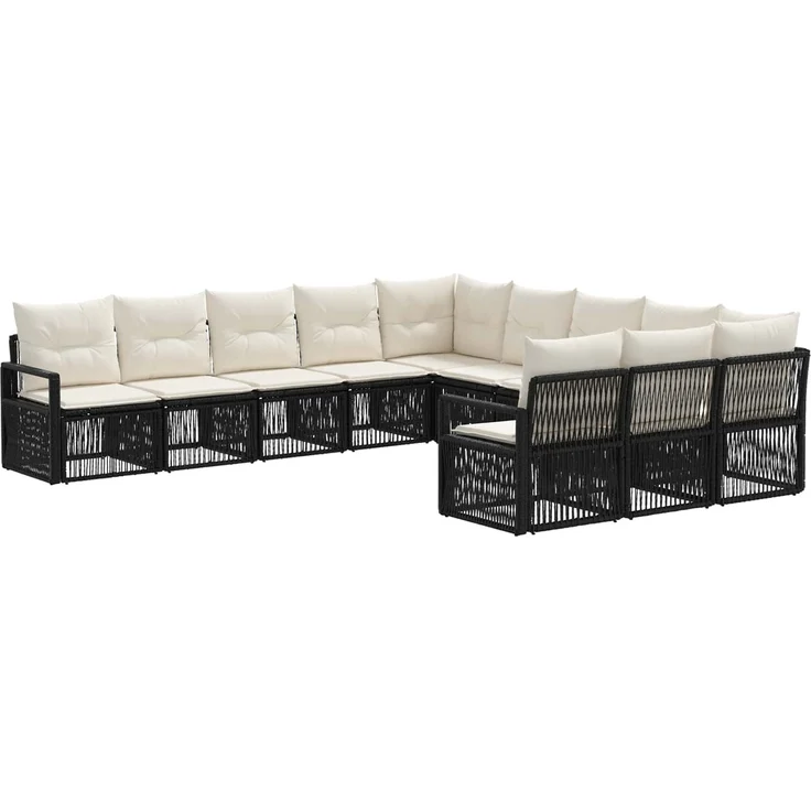 vidaXL Gartensofa-set 11 stk. 11-Sitzer Schwarz Poly-Rattan 3435850 – Bild 2