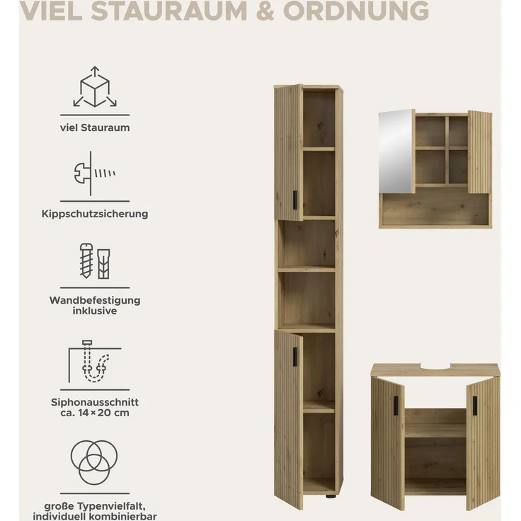 Badkombination B/H/T: 105x192x30 cm in Artisan Oak Nachbildung und -- – Bild 10