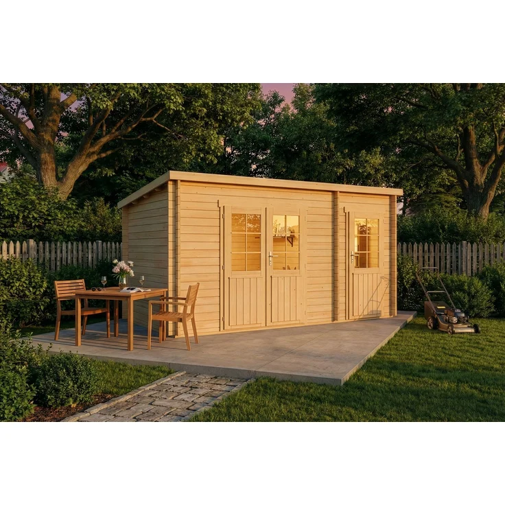 Alpholz Holz Gartenhaus Maria mit Anbau | Natur | 450x279x229 cm – Bild 3