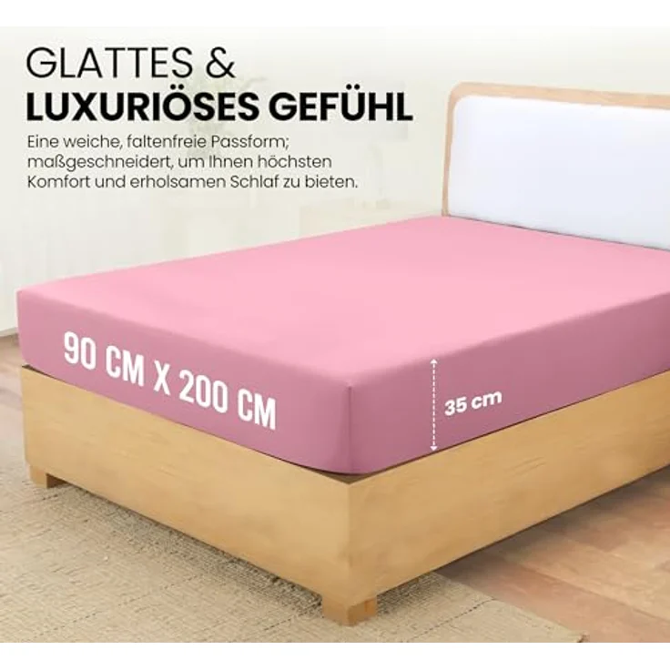 Utopia Bedding - Spannbettlaken 90x200 cm - Rosa - Oeko-Tex Zertifiziertes Gebürstete Polyester-Mikrofaser Spannbetttuch - 35 cm Tiefe Tasche – Bild 3