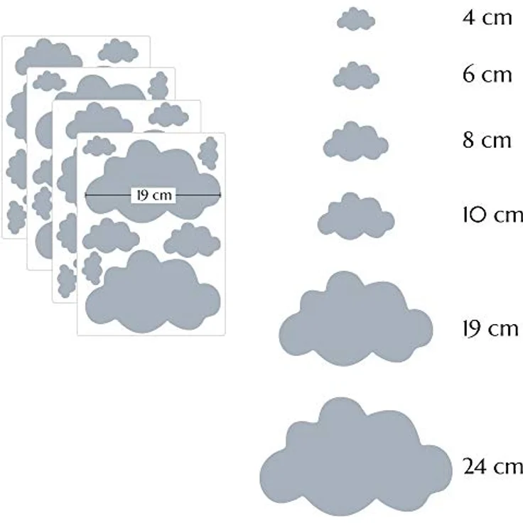 PREMYO 'Wolken' Wandsticker grau – Bild 4