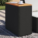 vidaXL Garten-Beistelltisch mit Holzplatte Schwarz 58x27,5x55 cm Poly Rattan 365983