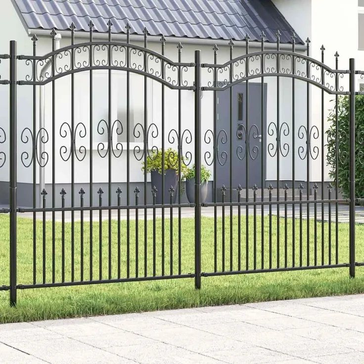 vidaXL Gartenzaun Kampen Grau 240 x 202,5 cm Pulverbeschichteter Stahl 42003966