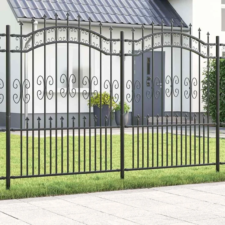 vidaXL Gartenzaun Kampen Grau 240 x 202,5 cm Pulverbeschichteter Stahl 42003966 – Bild 1