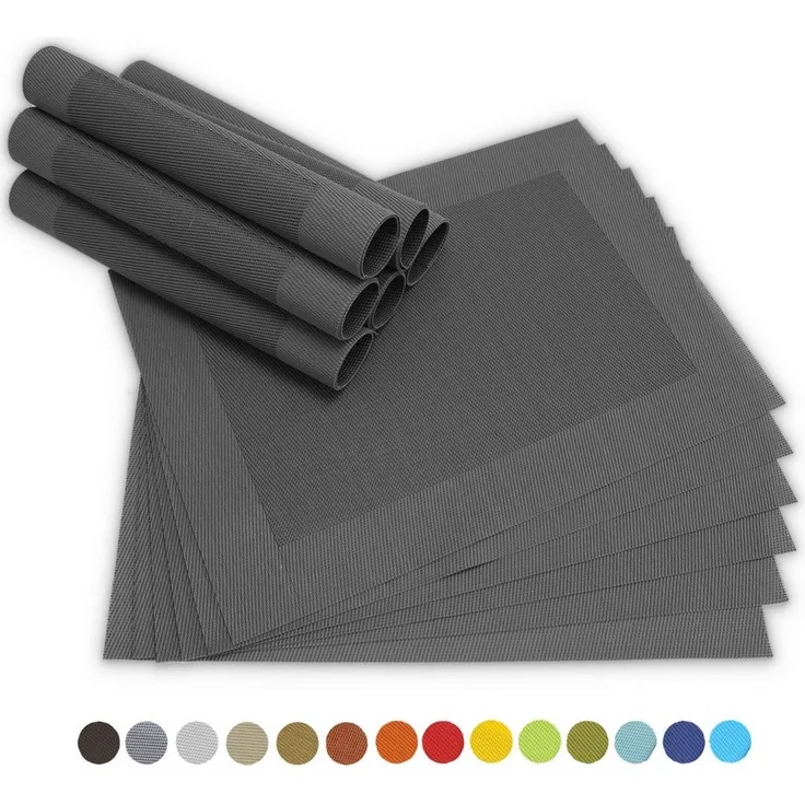 matches21 HOME & HOBBY Platzset Tischsets BORDA 12er Set Schwarz als Tischuntersetzer, (12-St), Abwaschbare Platzsets als Tischunterlagen für Ess-Tisch Tisch-Deko
