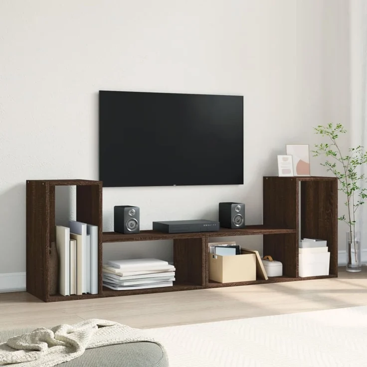 2 pcs TV-Schrank, Lowboard Braun Eichen-Optik 75 x 30 x 50 cm Holzwerkstoff – Bild 3