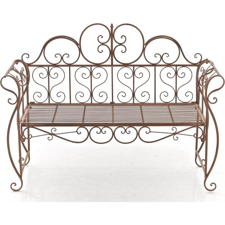 Gartenbank LENAR - Metall Braun 128x46x94 cm | Metallbank Garten 2 Seitzer Bank Terrasse Vintage Antik Gartenbank – Bild 2