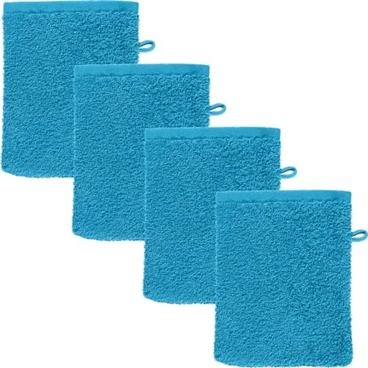 REDBEST Waschhandschuh Waschhandschuh "Oceanside" 4er-Pack, Leichtfrottier, Leichtfrottier Uni – Bild 2