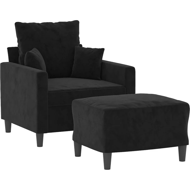 vidaXL Sessel mit Hocker Schwarz 60 cm Samt 3201102 – Bild 2