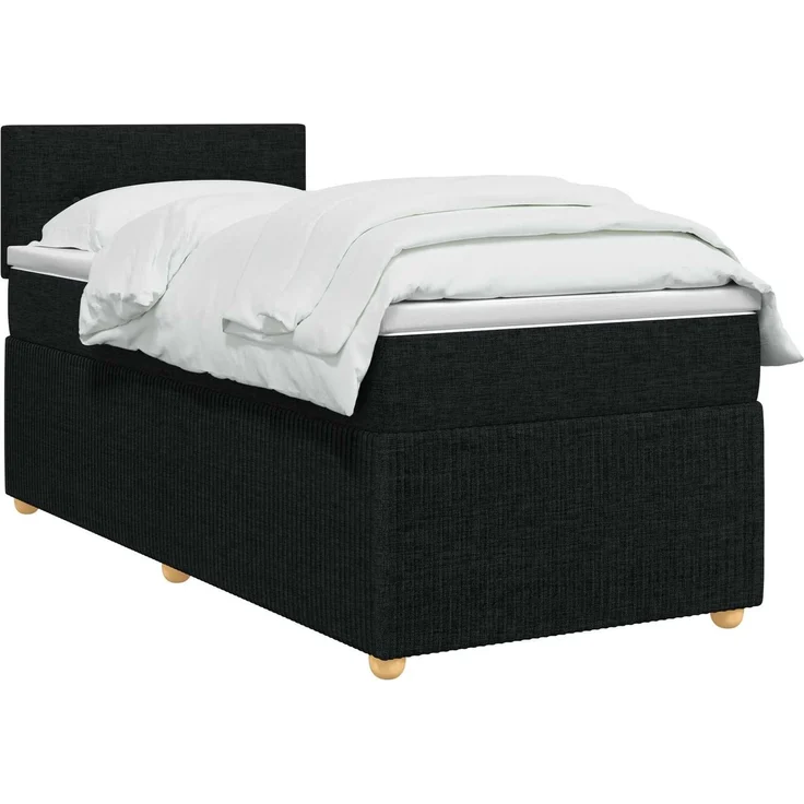 vidaXL Boxspringbett mit Matratze Schwarz 100 x 200 cm Stoff 3451400 – Bild 3