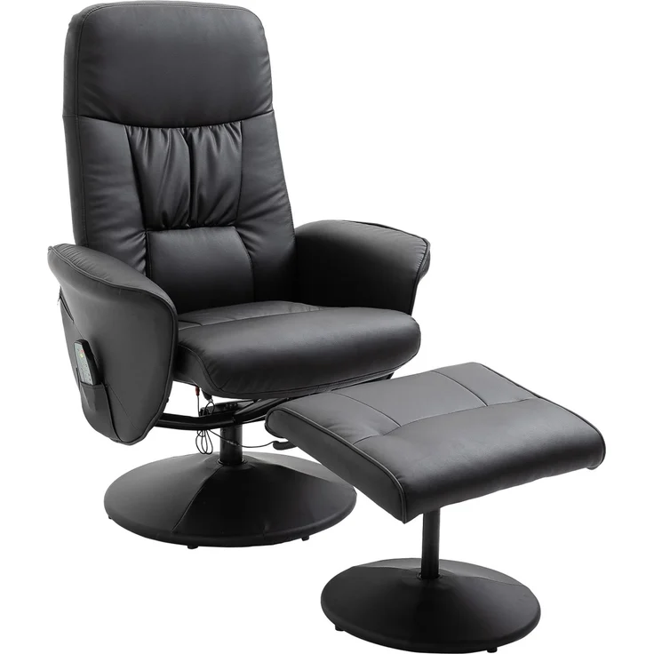Massagesessel aus Kunstleder mit Hocker, 10 Massagepunkten, 76x81x105 cm, Schwarz – Bild 3