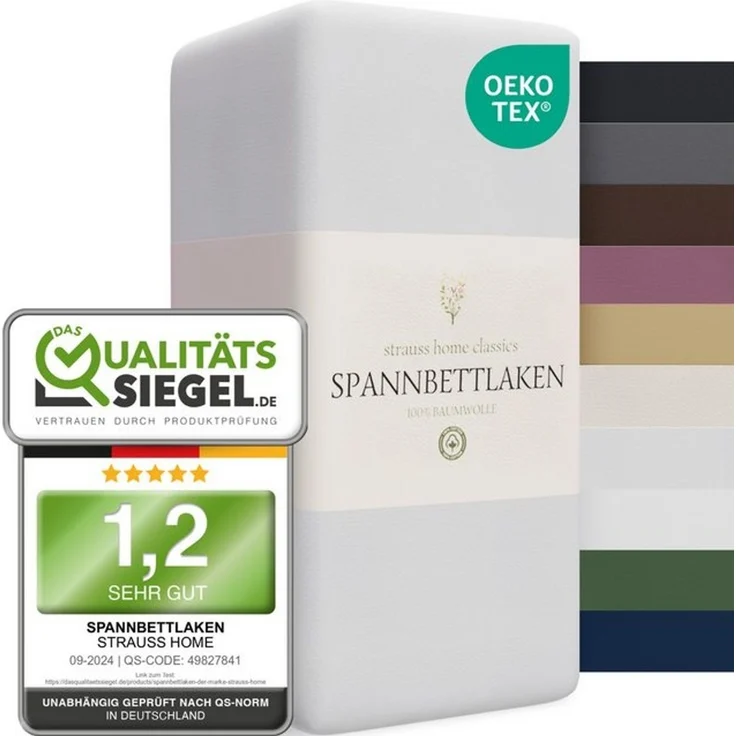 Strauss Home Spannbettlaken Premium, Gummizug: Rundumgummi, 150gr/m2 Premium Jersey 100% Baumwolle – Bild 4