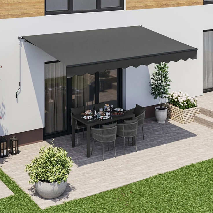 STEELSØN 'Kestria' Gelenkarmmarkise 400x250 cm, anthrazit, wetterfest und blickdicht, Markise mit Aluminium-Kassette und Wandhalterung, Balkonmarkise mit Handkurbel – Bild 2