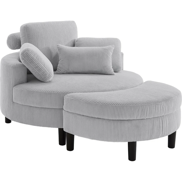 ATLANTIC home collection Loveseat Ravi, XXL- Sessel, inklusive Stauraumhocker, Rückenkissen & drei Zierkissen – Bild 2