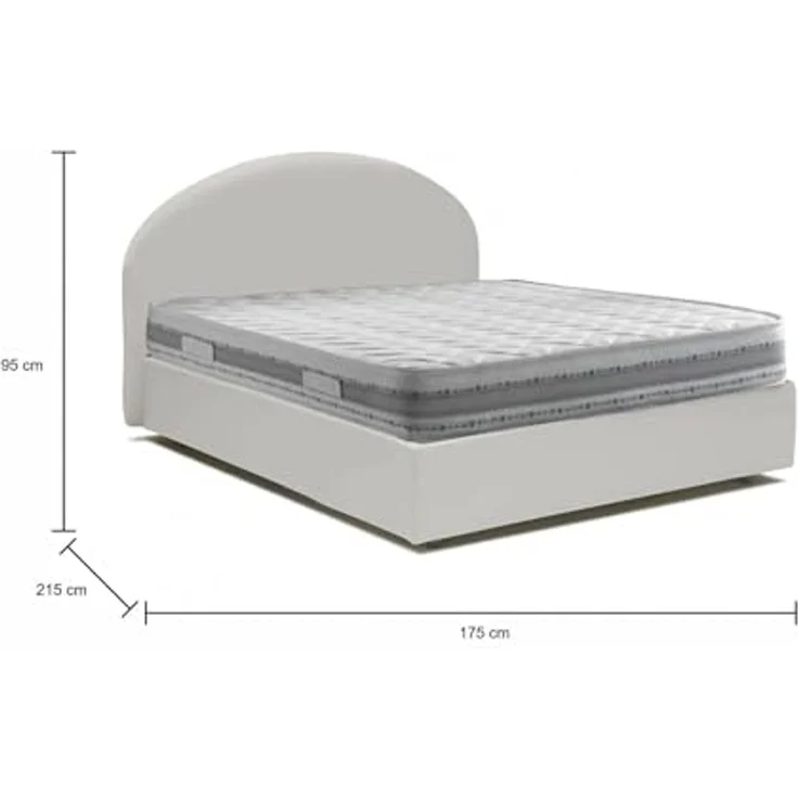 Talamo Italia - Doppelbett Sofia, Bettkasten mit Kunstlederbezug, 100 % Made in Italy, Öffnung vorne, inklusive Matratze 160x200 cm, Weiß – Bild 2