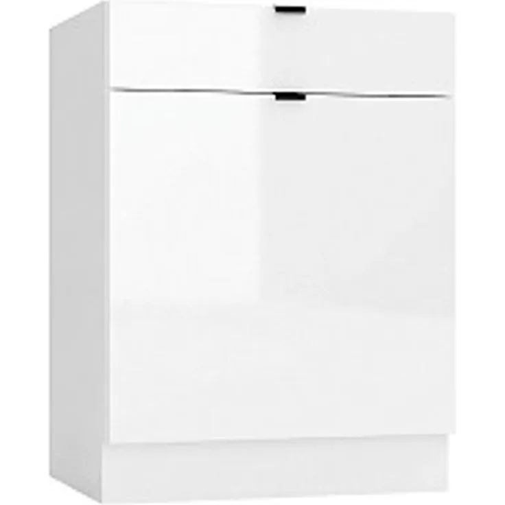 Alice D60S1 P/L Küchenunterschrank mit 1 Schublade und Tür, 60 x 82 x 44,6 cm, Weiß Hochglanz