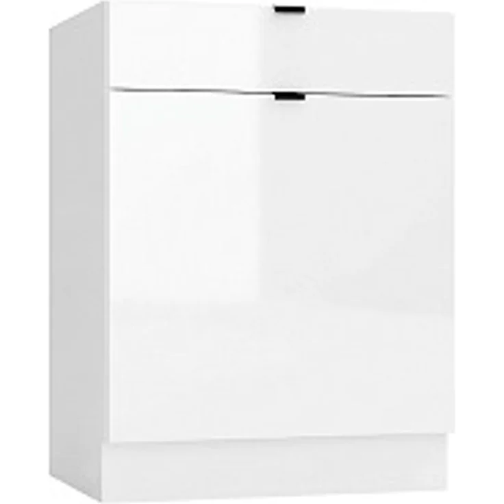 Alice D60S1 P/L Küchenunterschrank mit 1 Schublade und Tür, 60 x 82 x 44,6 cm, Weiß Hochglanz – Bild 1