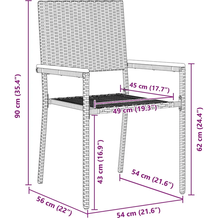 vidaXL Garten Essgruppe 3 pcs Grau und Braun Poly-Rattan 3365435 – Bild 9