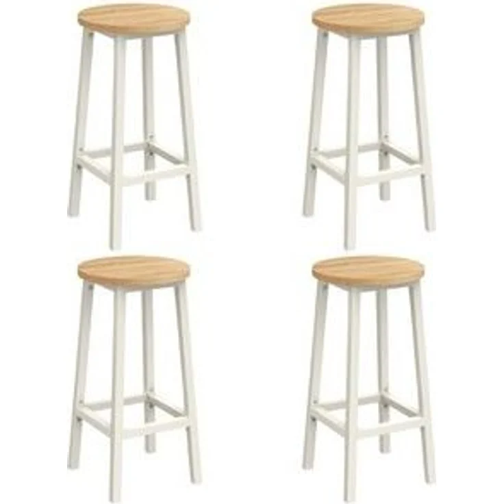 VASAGLE Barhocker, 4er Set Barstuhl, Küchenstühle mit Stahlgestell, Höhe 65 cm, rund, einfache Montage, Industrie-Design, von SONGMICS, Weiß – Bild 6