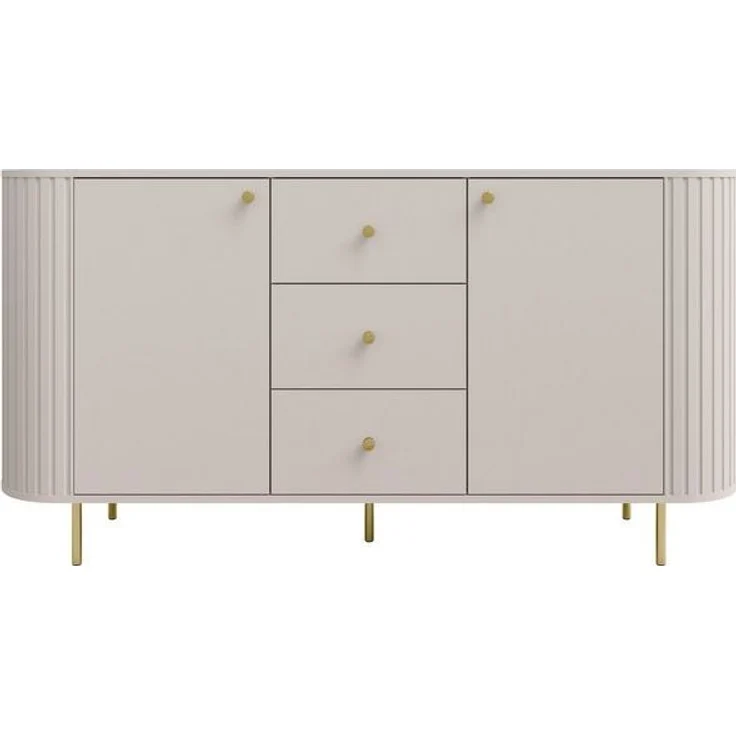 Compleo Kommode eiche cremona oder beige, drei Schubladen und zwei Türen ZANTO – Bild 4