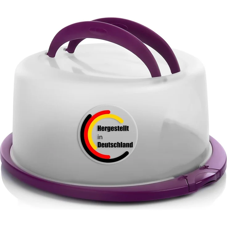 BigDean Kuchentransportbox Tortenglocke Rund in Brombeerfarbe Tortenhaube mit zwei Tragegriffen, Kunststoff, (Packung, 1-tlg, Tortenglocke), Doppelgriff für festen halt, Lebensmittelecht & BPA Frei – Bild 1