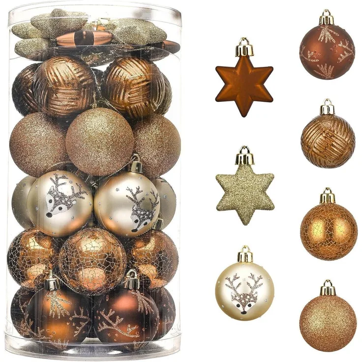 35er Set Valery Madelyn Weihnachtskugeln 5cm Kunststoff Christbaumschmuck