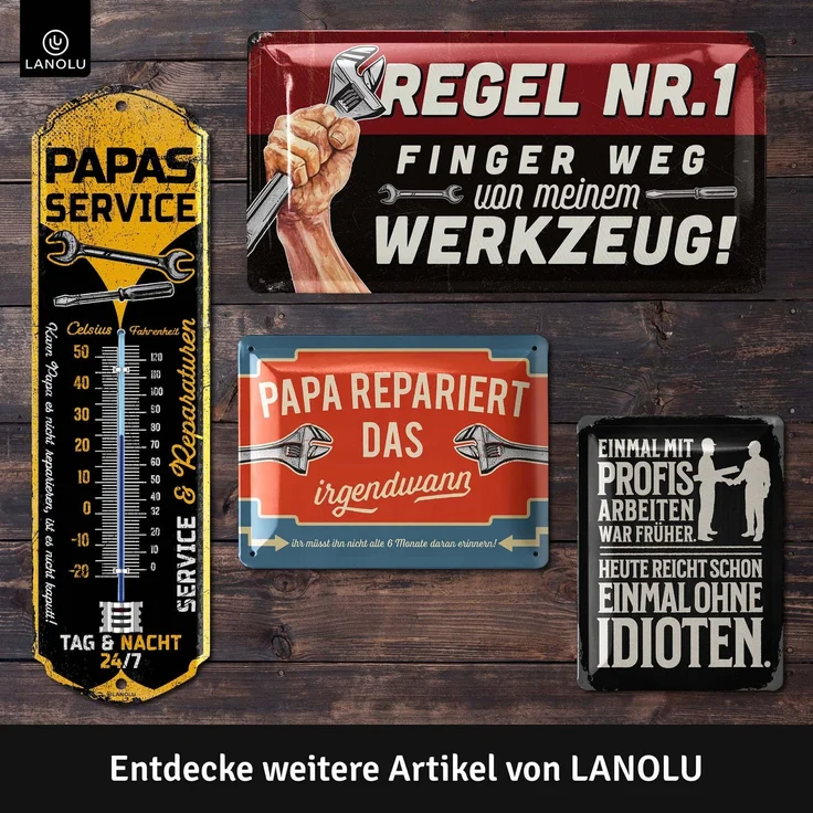 LANOLU Blechschild Werkstatt & Service Papa - 30x40cm – Metall – Mehrfarbig – 30102 – Bild 6