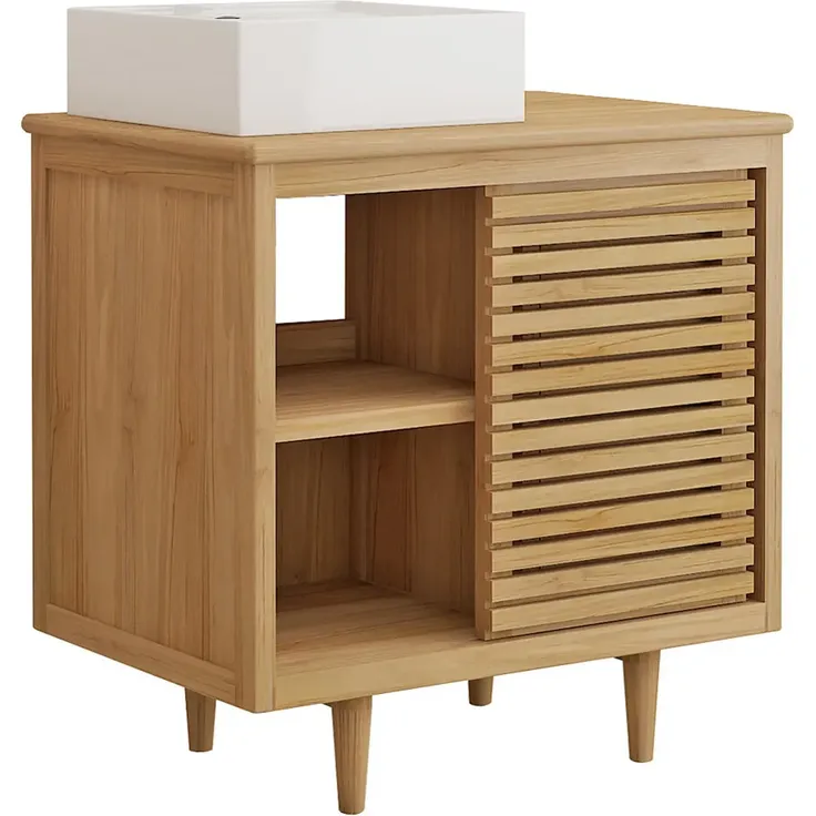 Vente-unique - TORAJA Waschbeckenmöbel Holz, Platte Beige - B 55 cm x H 80 cm x L 80 cm – Bild 3