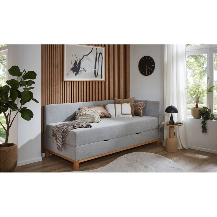 Studioliege Savona / Santos, Stoff, Grau, 97 x 88 x 209 cm – Bild 5