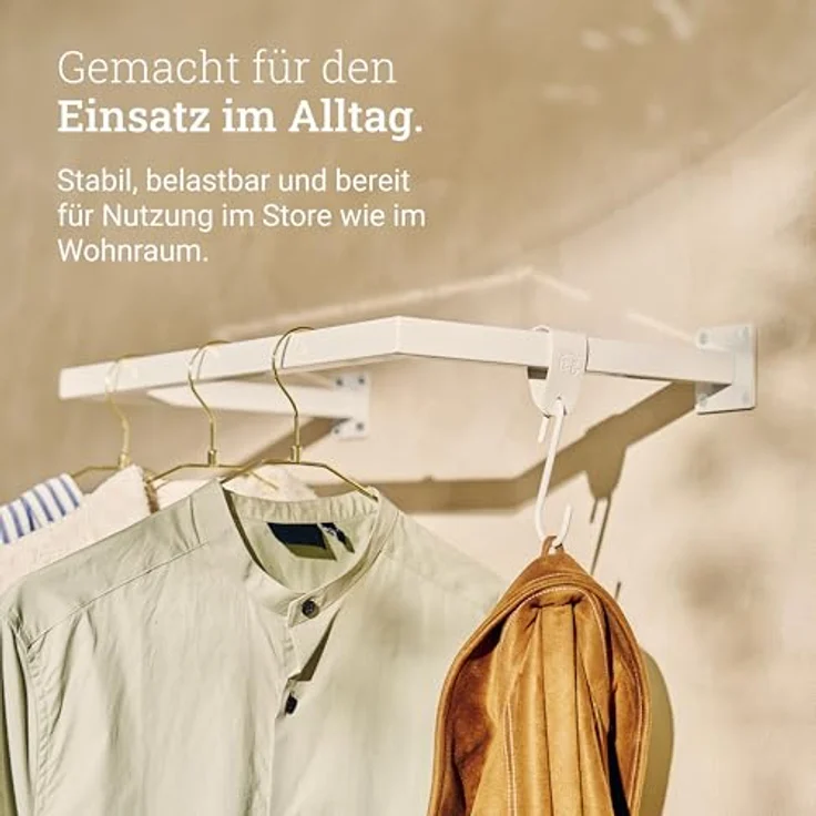 Natural Goods Berlin Wandgarderobe Kleiderstange RECHTECK (Einzel, 1 St), Kleiderständer, Garderobenhalter, Wandhalterung, Kleiderstange – Bild 8