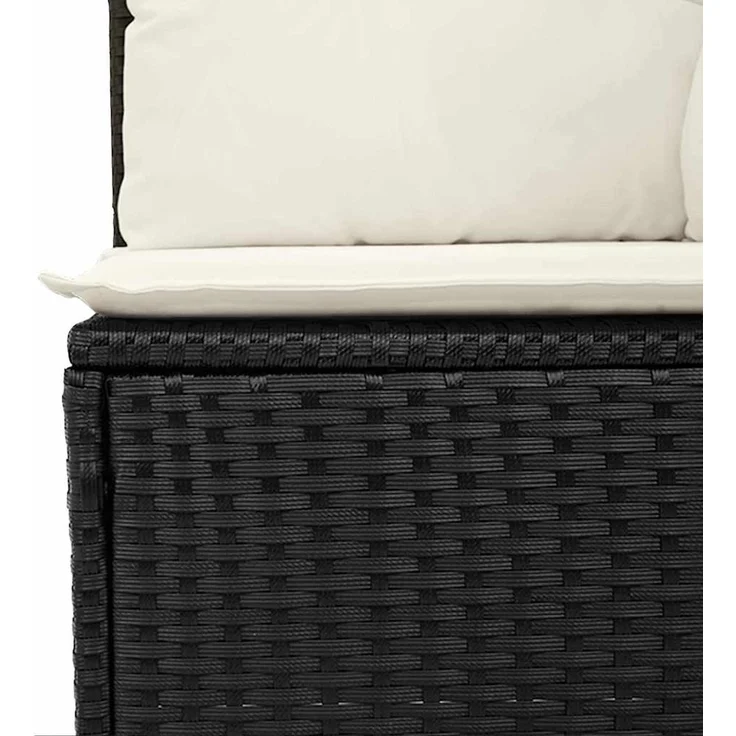 vidaXL Garten-Sofa-Set mit Kissen 4 pcs Schwarz und Creme Poly Rattan 3358846 – Bild 7