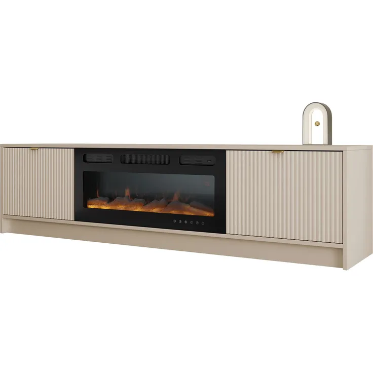 Mirjan24 'Tireno EF' TV-Lowboard mit elektrischem Kamin, Holz sandbeige, 48 x 40 x 182 cm