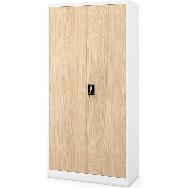 Jan Nowak Aktenschrank Büroschrank Metall mit Schließfach, 185x90x45 cm | Ordnerschrank, Dokumentenschrank, Archivschrank für 48 Ordner, 3 Fachböden je 50 kg, separates Schließfach, 3-Punkt-Schloss – Bild 2