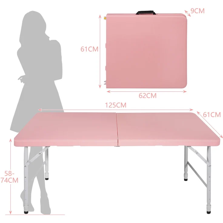 Abrihome Gartentisch 25 cm höhenverstellbar mit 135 kg Tragkraft, Rosa, 74x61x125 cm – Bild 7