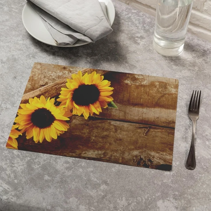 matches21 HOME & HOBBY Platzset Abwaschbare Tischsets 4er Set Sommer Sonnen-Blumen, (4-St), Platzsets als Tisch-Untersetzer und Tisch-Deko für Esstisch Teller – Bild 4