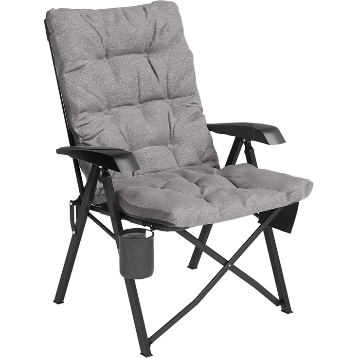 STEELSØN 'Hoggar' Set aus Campingstuhl mit Seitentasche & Getränkehalter und Hocker, faltbar, grau, gepolsterter Campingstuhl, bis 150 kg – Bild 13