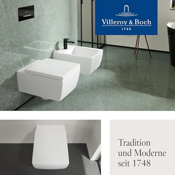 Villeroy & Boch WC-Sitz Memento 2.0 - Toilettendeckel Weiß glänzend mit Absenkautomatik - Abnehmbarer, bruchsicherer Toilettensitz aus Duroplast - Rechteckiger Klodeckel - Original Ersatzteil – Bild 9