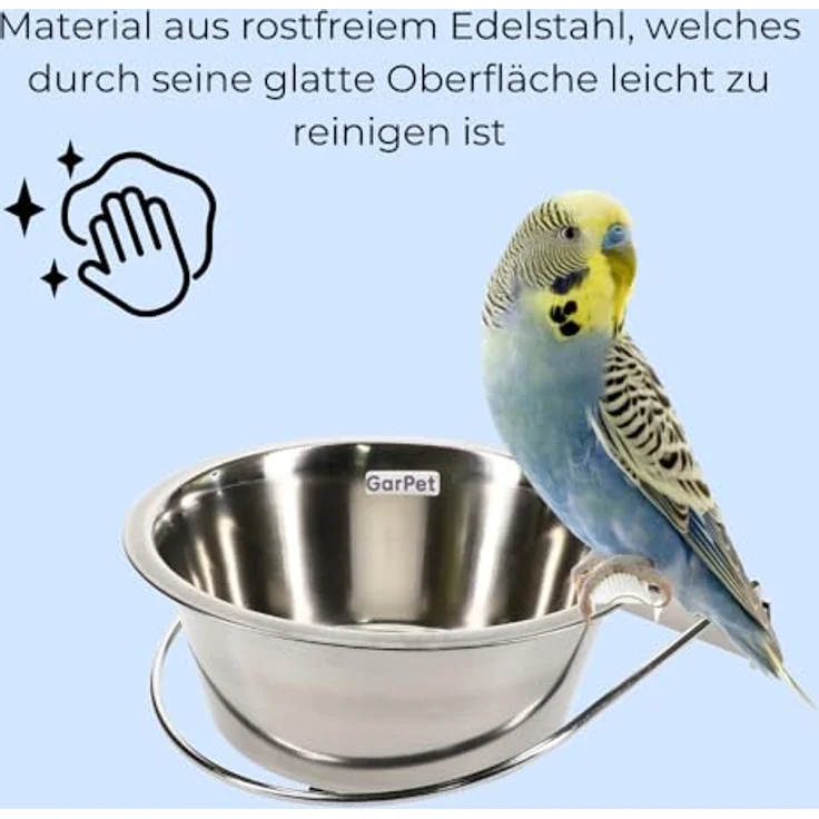 GarPet Napf 3er Set Edelstahlnapf zum Einhängen Vogelnapf Kaninchen Futter Napf – Bild 5