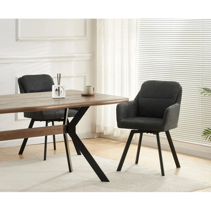 Stuhl 2er Set Amsterdam Stühle in Anthrazit - gemütliches Design - B/H/T: 53x87x62 cm – Bild 2