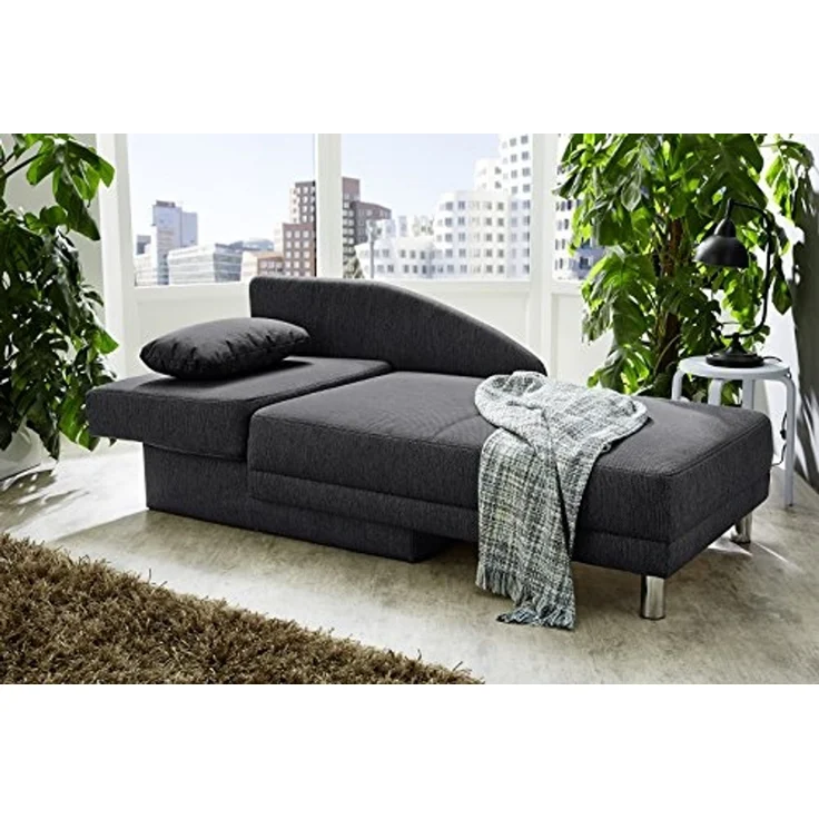 Récamiere-Schlafsofa Federkern Couch Liege Gästebett mit Bettkasten in Anthrazit – Bild 5