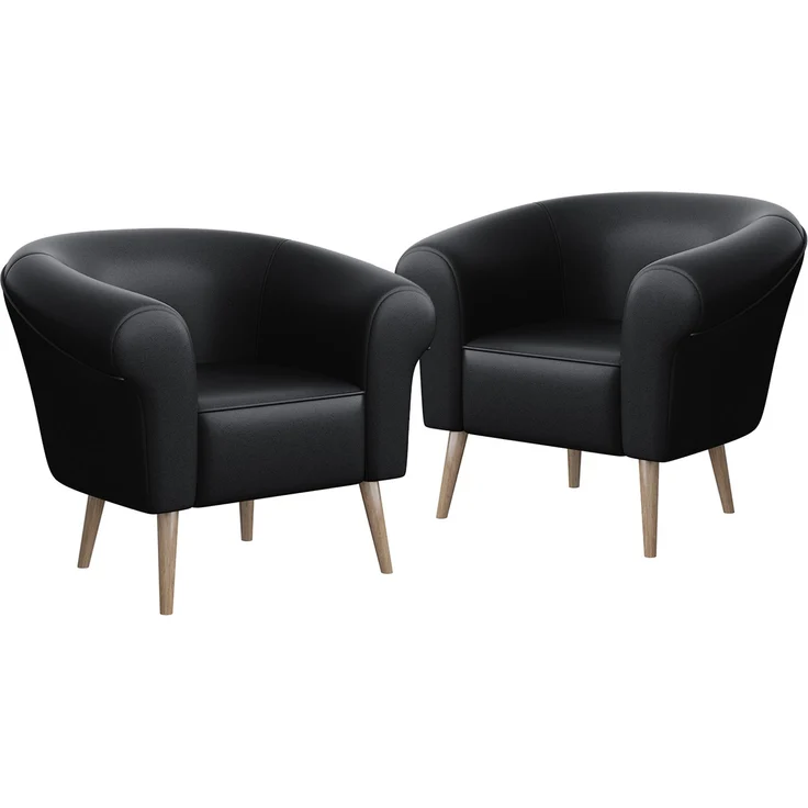 MEBLINI Sessel-Set EMILIA 1+1 - Schwarz Kunstleder - für Wohnzimmer - Mini Lounge für zwei Personen - Sitzgarnitur - Polstergarnitur – Bild 1