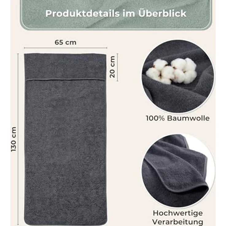 Laynenburg Handtuch Frottee Schonbezug Gartenstuhl, Baumwolle (1-St), Handtuch-Bezug Hochlehner - Stuhl-Bezug mit Umschlag für Campingstuhl – Bild 5