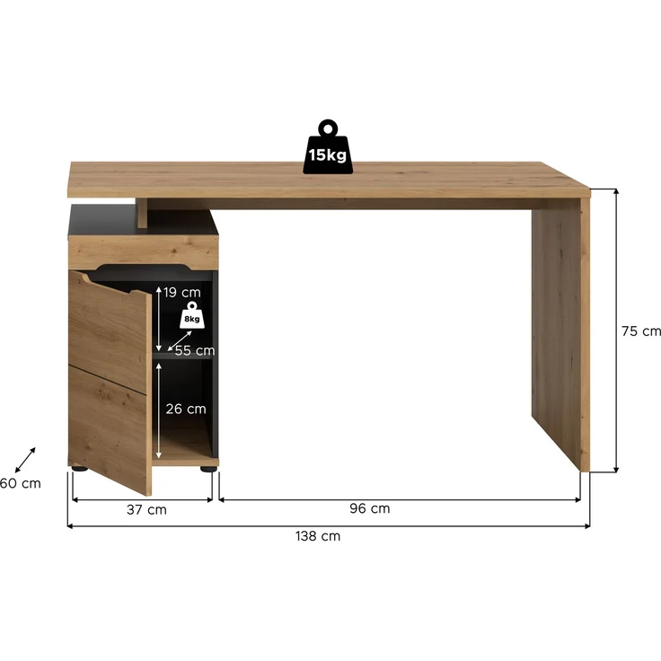 Canu Schreibtisch in Artisan Nachbildung – Bild 4