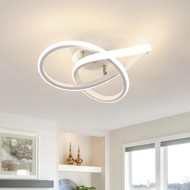 Comely Deckenlampe LED, 30W 3300LM LED Deckenleuchte Modern, Kreative Blumenform LED Deckenbeleuchtung für Schlafzimmer Flur Küche Balkon, 4500K Natürliches Licht, Weiß – Bild 1