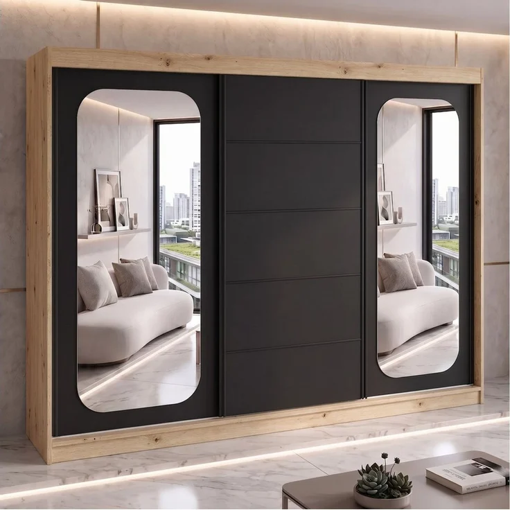 A&J MöbelLand GmbH Schiebetürenschrank BELANO – Moderner Kleiderschrank mit Schiebetüren (Die perfekte Kombination aus modernem Design, hoher Funktionalität und großzügigem Stauraum für Kleidung, Bettwäsche und Accessoires, erhältlich in verschiedenen ... – Bild 2