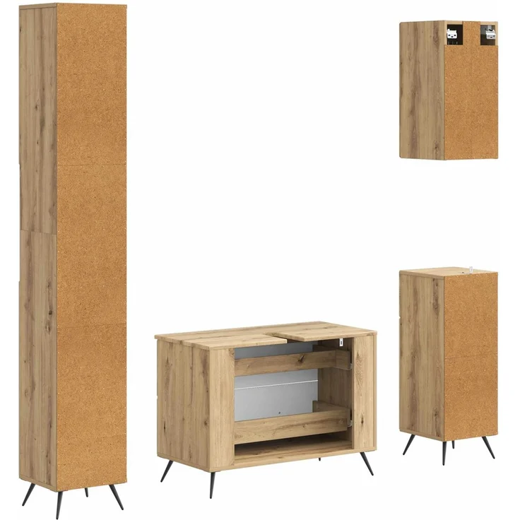 vidaXL 4-teiliges Badezimmer-Schrank-Set BREDA Artisan-Eiche 3417971 – Bild 7