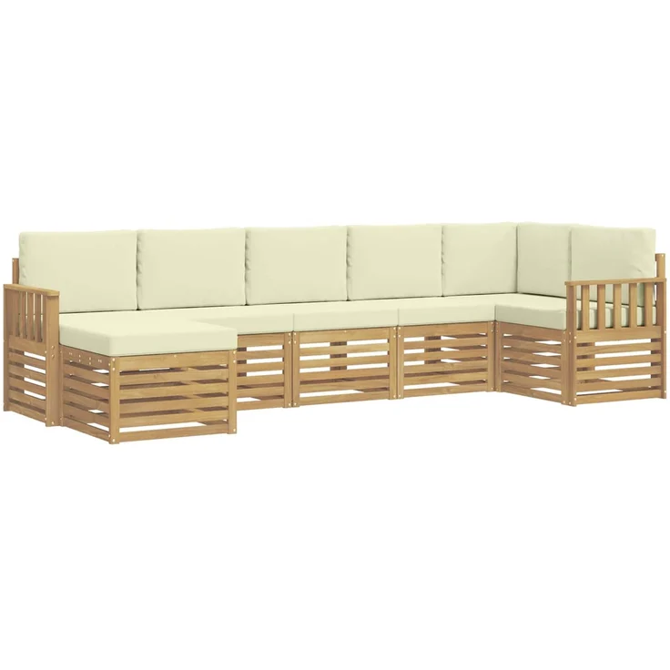 vidaXL Outdoor-Sofagarnitur 7 stk. 6-Sitzer Weiß und Creme 3392185 – Bild 2