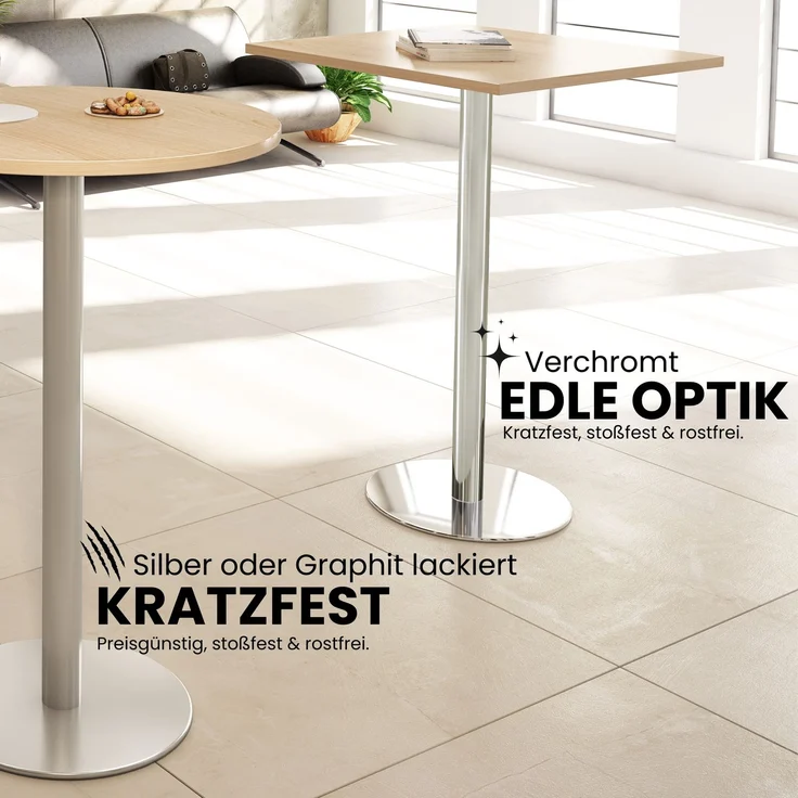 bümö Stehtisch Büro, Bistrotisch rund 80x80 cm in graphit, Gestell: Graphit - Bartisch, Stehtisch Holz-Platte, Säule aus Metall, Buffettisch, Säulentisch, Partytisch, Thekentisch, Barmöbel, STH08-G-G – Bild 2