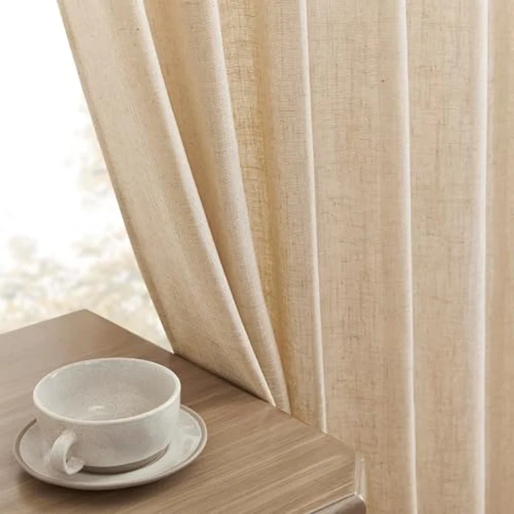 Joydeco Leinen-Vorhänge für Wohnzimmer, halbtransparente Vorhänge, 183 cm lang, Wohnzimmervorhänge, 2 Paneel-Sets, beige Vorhänge und Vorhänge (B 132 x L 183 cm, Ecru) – Bild 7