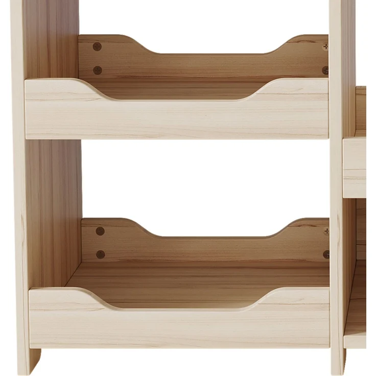 Kindergarderobe mit Sitzbank, Kleiderstange & vier offenen Regalen, aus Kiefer + E1-MDF, Natur, Kinderzimmer Aufbewahrungsschrank, Maße H110 × T39 × B110 cm – Bild 10
